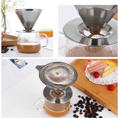 2X pour Over Coffee Dripper Reusable Drip Cone Coffee Filter Portable pour Over Coffee Maker Home Office Camping 2