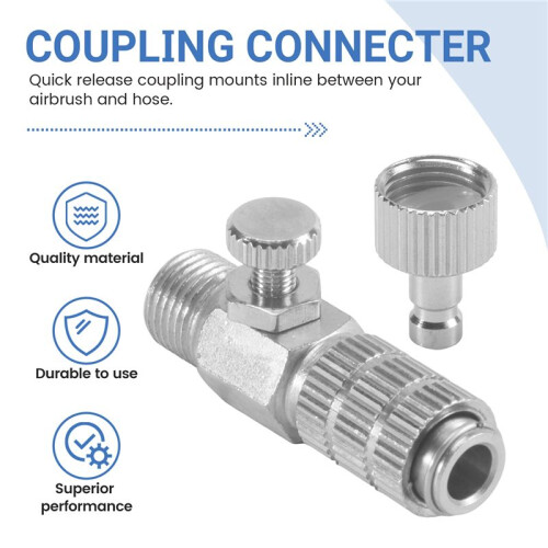 Durable Airbrush Quick Release Coupling Disconnect Connector Adapter Standard 1/8 Inch Plug Fitting 2
