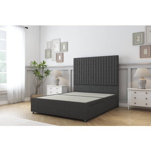 Comfort (4' Small Double, Graphite) Comfort Denver Dumfries Divan Bed Base 2 Drawers Same Side 54" Floor Standing Headboard 1