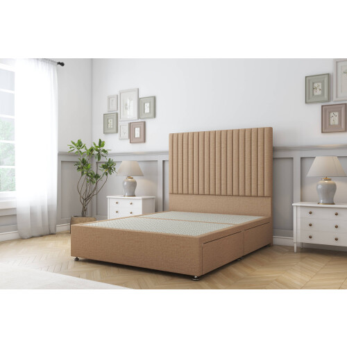 Comfort (3' Single, Latte) Comfort Denver Dumfries Divan Bed Base 2 Drawers Same Side 26" Strutted Headboard 1