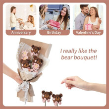 Flower Bouquet Crochet Kit for Adults & Beginners, Crochet Accessories & Step-By-Step Manual (Bear/Rabbit Style)