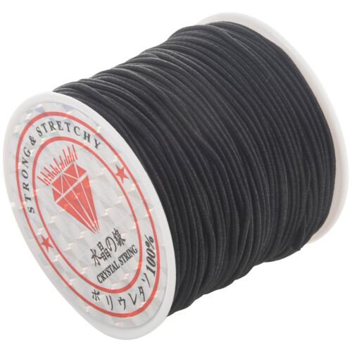 1 Roll 24m Long Black Round Elastic Beading Thread Cord 1mm 1