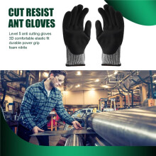 Level 5 Cut Resistant Gloves 3D Comfort Stretch Fit, Durable Power Grip Foam Nitrile, Pass Fda Food Contact,  Touch, Thin Machine Washable, Grey