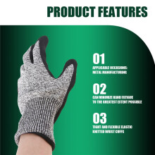 Level 5 Cut Resistant Gloves 3D Comfort Stretch Fit, Durable Power Grip Foam Nitrile, Pass Fda Food Contact, Touch, Thin Machine Washable, Grey