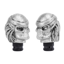 Schädel-Schaltknauf Harz 15mm Silber, 3 Adapter