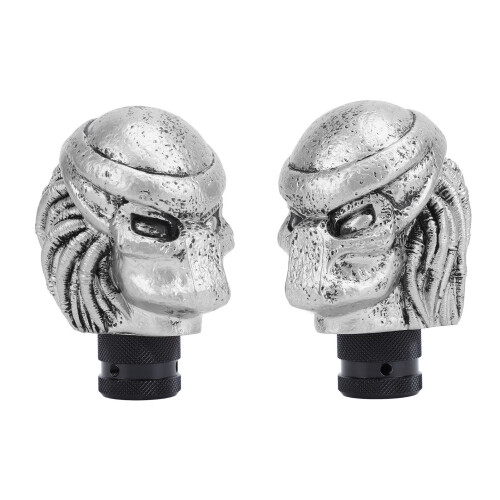 Schädel-Schaltknauf Harz 15mm Silber, 3 Adapter