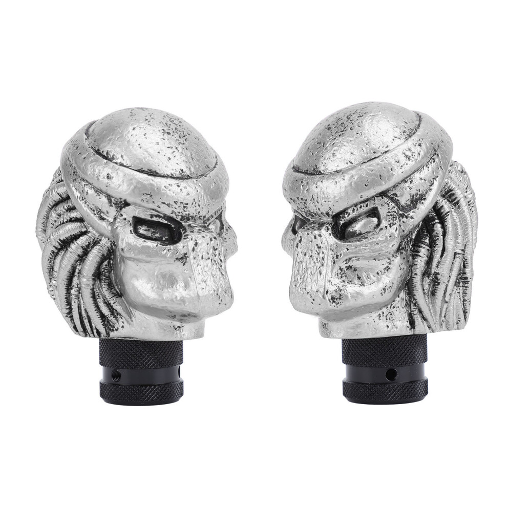 Resin Skull Shift Knob With 3 Adapters, 15Mm Inner, Silver 9411386058355