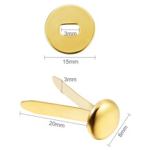 300 Pieces 3/4 Inch Brass Paper Fasteners Paper Brads, and 300 Pieces Plated Brass Washers with Hole Punch Gold, 20mm