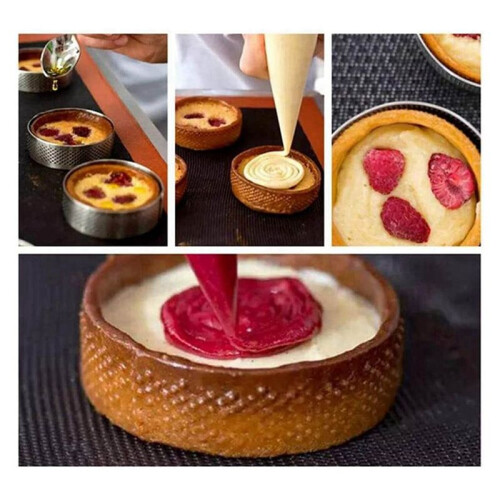 45 Pack Stainless Steel Tart Ring, Heat-Resistant Perforated Cake Mousse Ring, Round Ring Baking Doughnut Tools 1