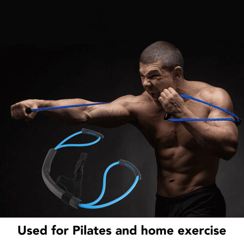 Blue Resistance Band 25LB Home Arm Strength Training with Handle 2