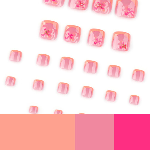 French Tip Fake Nails - Pink, Natural, Unbreakable 2