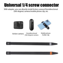 Para 360X4 3 Metros de Fibra de Carbono Selfie Stick Invisível Câmera Esportiva Telescópica Portátil Gravação Extensão Stick Prata