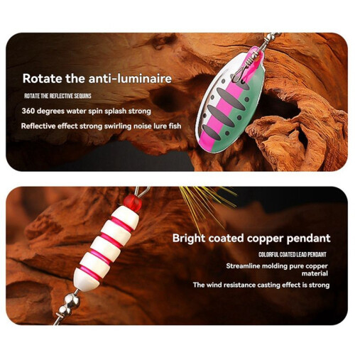 Composite Sequins Rotating Sequins Metal Hand-Cranked Copper Column Three Hook Bait Yellow Dot