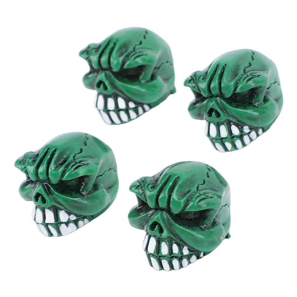 4Pcs Skull Tire Valve Stem Caps, Universal Car Truck Bike Motorcycle Green 8401385130467