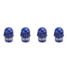 Blauer Totenkopf-Ventilkappen, 4 Stück, 7 mm ABS+Metall