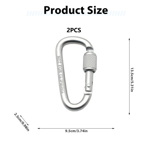 Screw Lock D-Shape Carabiner, Wear Resistant
