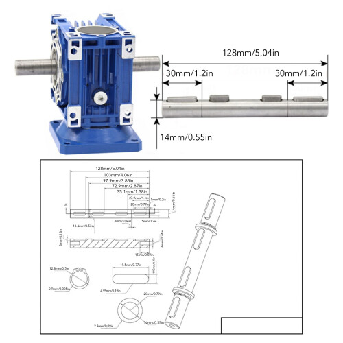 Worm Reducer Double Shaft 14mm Diameter