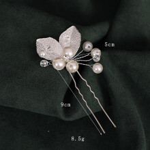 Pearl Leaf Hair Comb - Handmade Alloy Hairpin