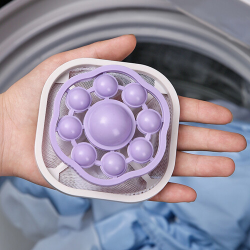 (Purple) Reusable Washing Machine Hair Filter Net Bag 2