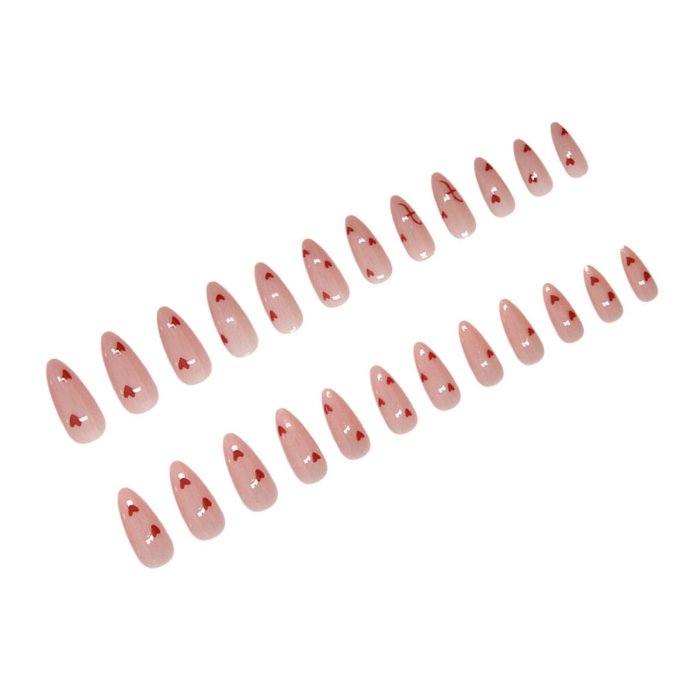 Dachuang Beauty Heart-Print Press-On Nails - Sweet & Reusable