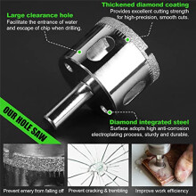 Diamond Hole Saw Kit 17PCS Drill Bits Sets with Double Suction Cups Guide Jig Fixture From 4mm-83mm Hollow Drill Set