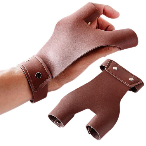 Left Hand Archery Bow Gloves, Cow Leather Tip Protector