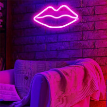 Charmantes rosa Neonlicht in Lippenform – perfekt für Valentinstag, Jahrestage und Partys, USB-/Batteriebetrieben