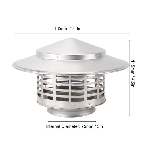 Rustproof Stainless Steel Chimney Cap, Round Exterior Fireplace Topper 1
