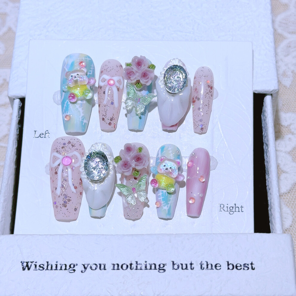 Dachuang Beauty Pink (M) Glitter Press-On Nails, Durable & Stylish