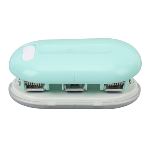 Mini Handheld 3 Hole Puncher, Green, 5 Sheets, 7mm Depth 2