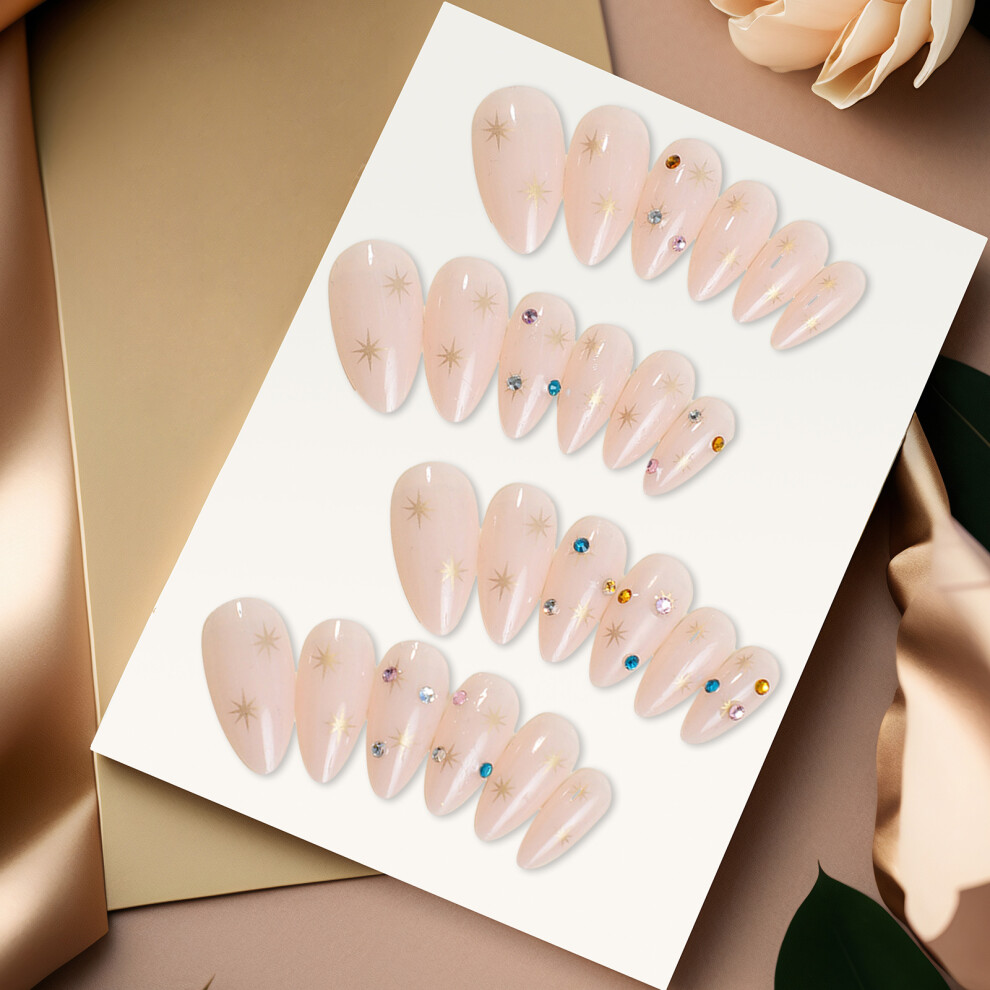 Dachuang Beauty Star Printed Almond Fake Nails - Durable & Comfortable