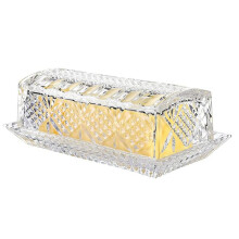 Glass Butter Dish for Countertop Butter Holder Clear Butter Keeper Container Plate Covered Keeper Holder Serving Cheese