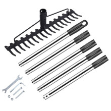 17 Steel Teeth Metal Rake Soil Scarifier with Stainless Steel Handle for Collecting Leaves and Leveling Your Lawn