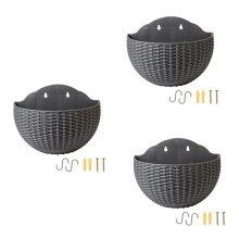 Pots de Fleurs Muraux Gris Pots de Fleurs Muraux Pots de Fleurs de ClĂ´ture Semi-Circulaire avec Crochets de Drainage