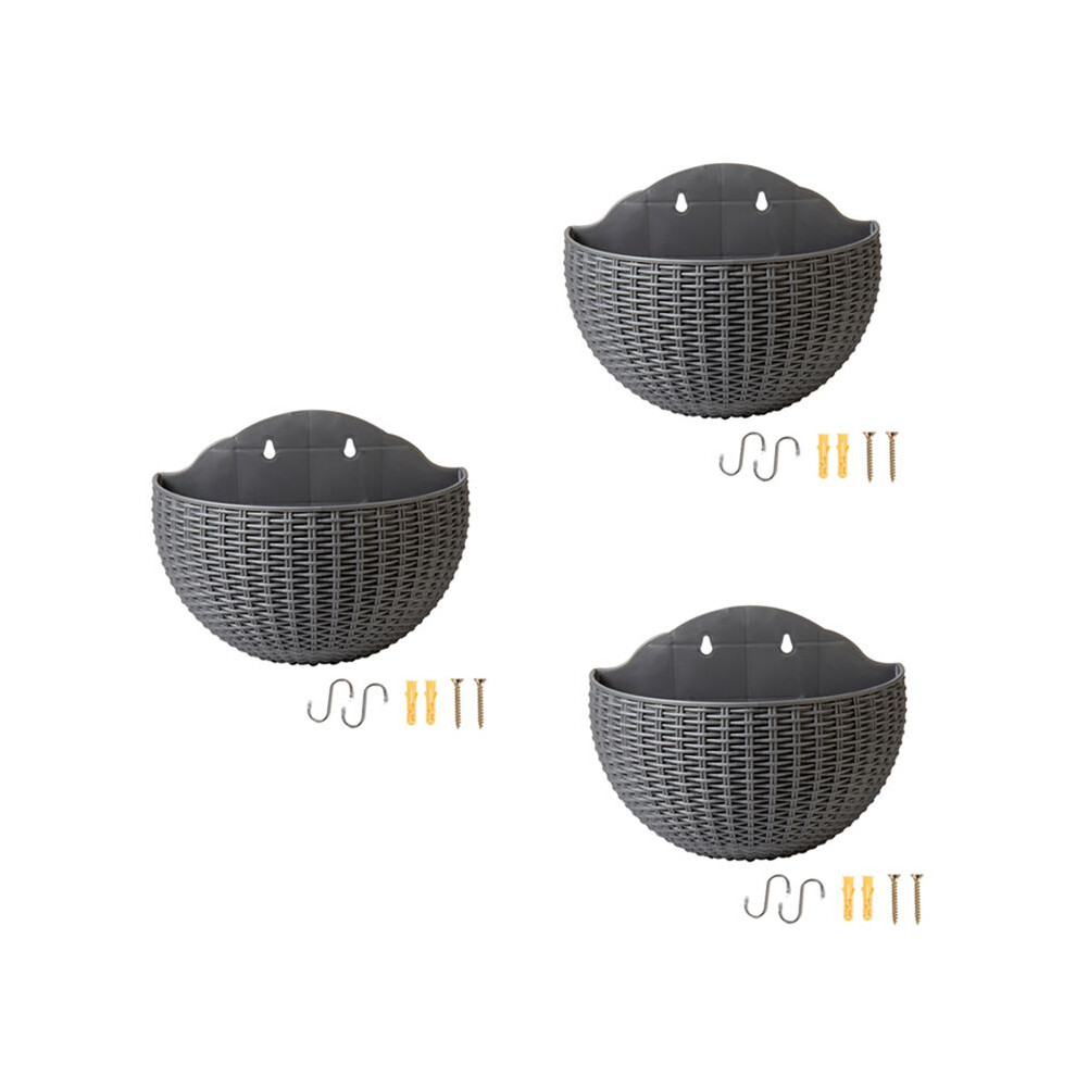 Tauoh Gray Wall Flower Pots Wall-Mounted Flower Pots Semi-Circular Fence Flower Pots With Drainage Hooks