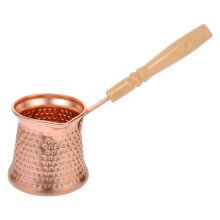 Türkische Kaffeekanne, Milchkännchen mit Holzgriff, Küchenkaffee-Heizkanne, Kupfer-Aluminium, 350 Ml für Espresso zu Hause