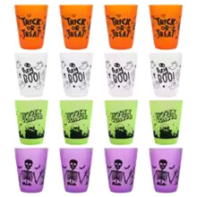 16Pcs Halloween Drinking Cups Boo Skull Plastic Juice Cocktail Cup for Halloween Party Home Table Decoration Supplies
