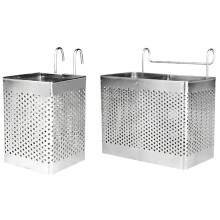 2x Stainless Steel Chopsticks Holder Hanging Cutlery Drying Basket Tableware Drainer with Hooks Kitchen Utensil(B&A)