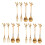 Tableware Gold Leaf Coffee Spoon Fork,12 Pack(6 Spoons 6 Forks) 4.7 Inches Tea Spoon Set 1