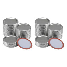 200 Pcs Regular Mouth 70MM Mason Jar Canning Lids, Reusable Leak Proof Split-Type Silver Lids with Silicone Seals Rings