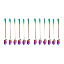 Coffee Teaspoons, Set of 12 Rainbow Color Coffee Spoon Long-Handle Ice Cream Desert Spoon Cocktail Stir Spoons