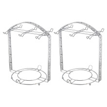 2X Silver Plating Coffee Cup Hob Cup Dish Rack Can Hang Most 6 Cups and Saucers Metal Stand Holder