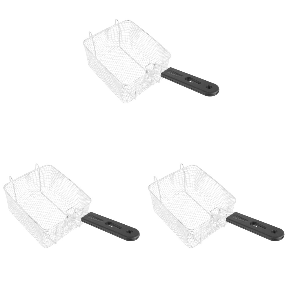 3X Stainless Steel Deep Fry Basket Rectangle Wire Mesh Strainer With Long Handle Frying Cooking Tool Food Tableware 6031577612154