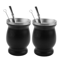 2X Doppelwandiges Yerba Kalebasse Mate Teeset Aus Rostfreiem Stahl Kaffee Wasser Mate Teetasse 8Oz