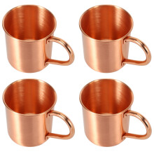 4X Tazza di Mulo di Mosca Nel Rame Puro Solida Liscia Senza Fodera Interna per Cocktail Caffè Birra Latte Tazza di Acqua Bar Casa Drinkware Cool