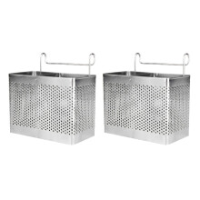 2X Stainless Steel Chopsticks Holder Hanging Cutlery Drying Basket Tableware Drainer with Hooks Kitchen Utensil(A)