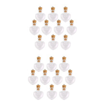 20Pcs Glass Cork Bottle Glasses Ampoules Wool Bottle Pendants Heart Form