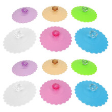 Food Grade Round Diamond Mug Cover(Set of 12) Airtight Seal Silicone Drink Cup Lids Hot Cup Lids 6 Colors-Lace