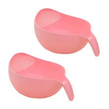 2X Dauerhafter Reis Waschen Filter Sieb KüChe Werkzeug Bohnen Erbsen Sieb Korb Siebe Reinigung Gadget Filterung mit Griff Neueste Rosa