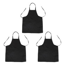 3X Unisex Grembiule da Cucina con 2 Tasche Nero in Medio